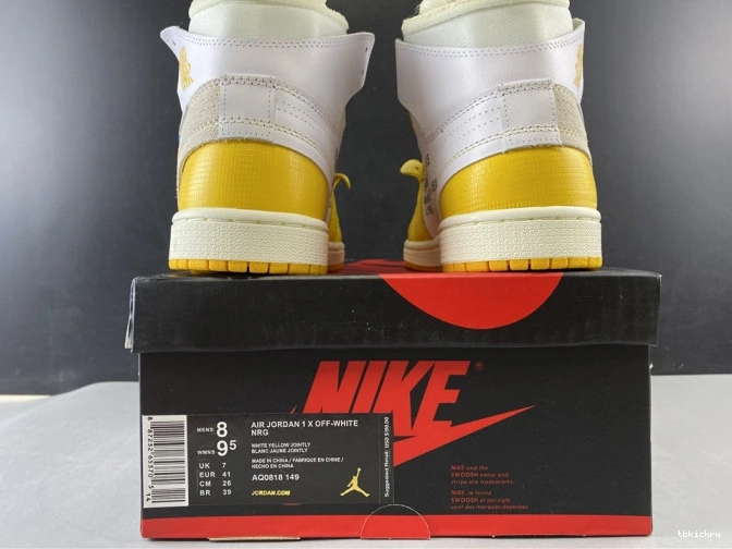 Cheap TBkick x White NRG Dark Powder Air AQ0818-149 Jordan Yellow-Cone 1 Off-White 0802